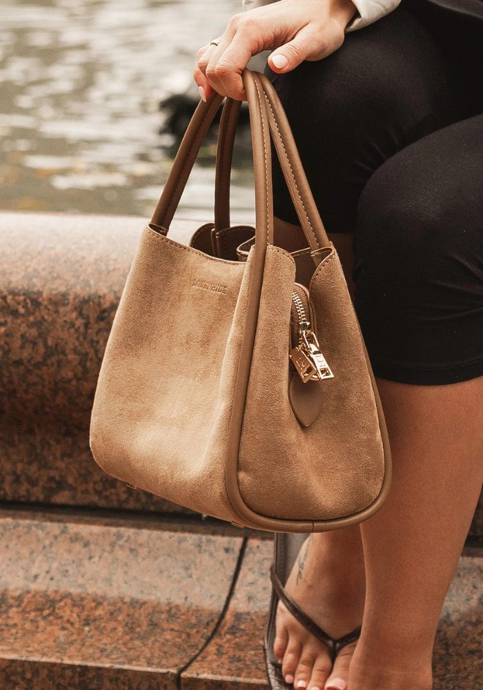 LOUENHIDE STEFFIE SUEDETTE MINI TOTE BAG - HONEY