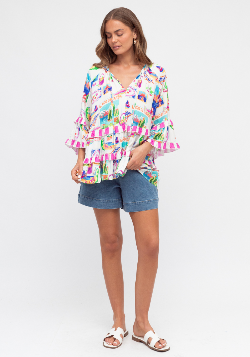 NICOLETTA TIERED BLOUSE - MULTI PRINT