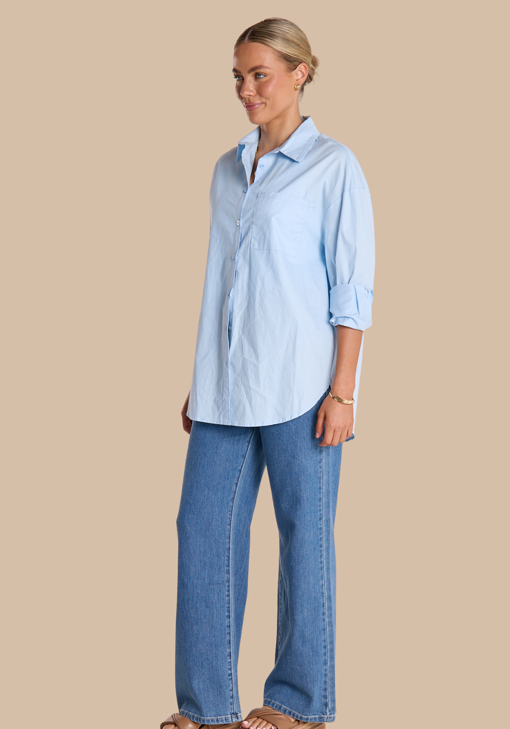 FEATHER + NOISE EVE COTTON SHIRT - POWDER BLUE