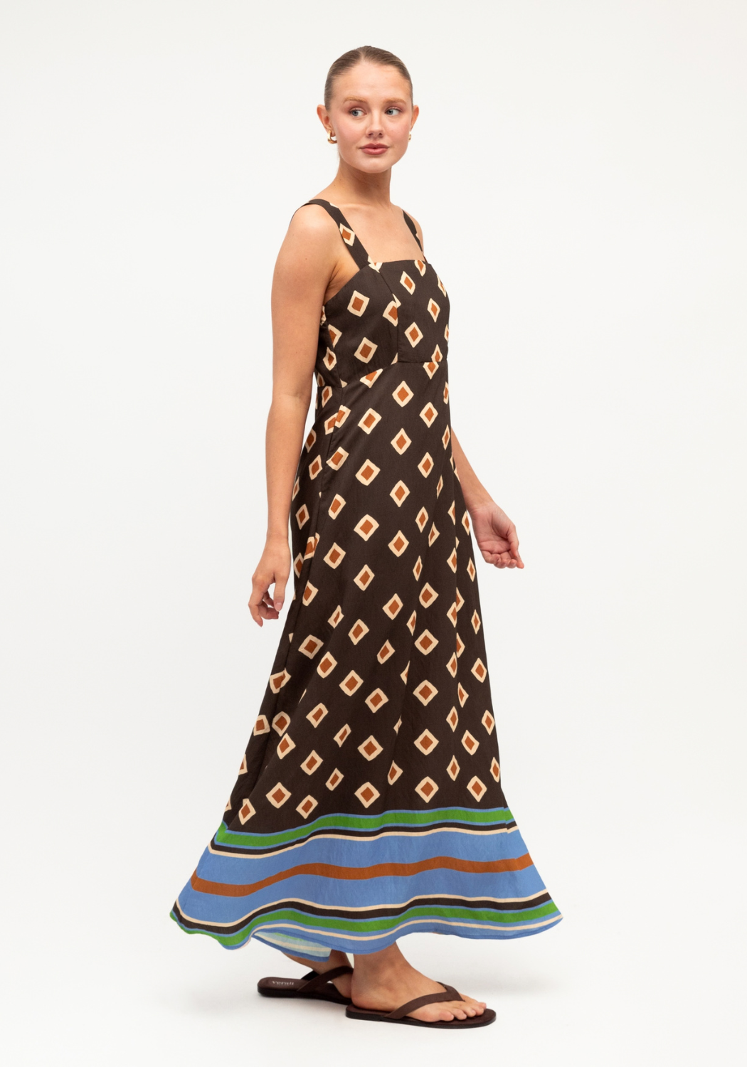 ZAHARA BORDER PRINT MAXI DRESS - RESORT GEO PRINT