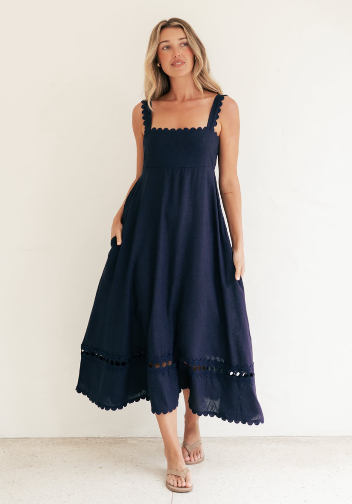 ALLEGRA MIDI DRESS - NAVY