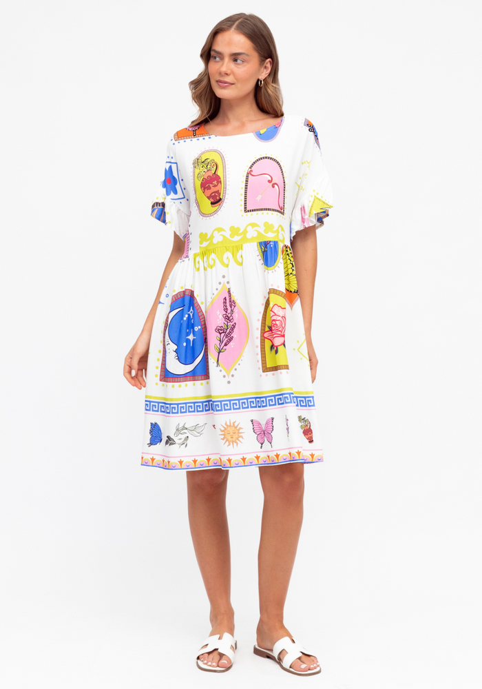 Load image into Gallery viewer, SUNETTA DRESS - MULTI PRINT