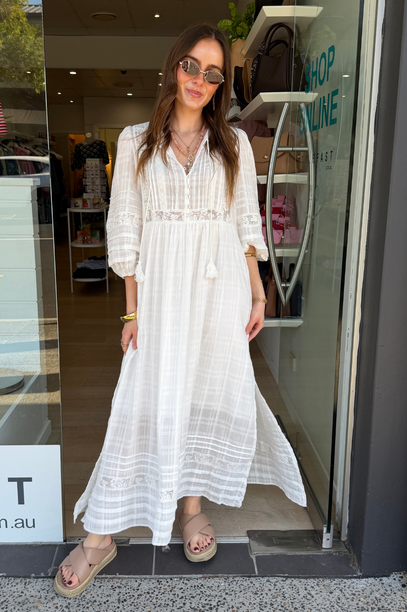 ANNALEISE COTTON DRESS - WHITE