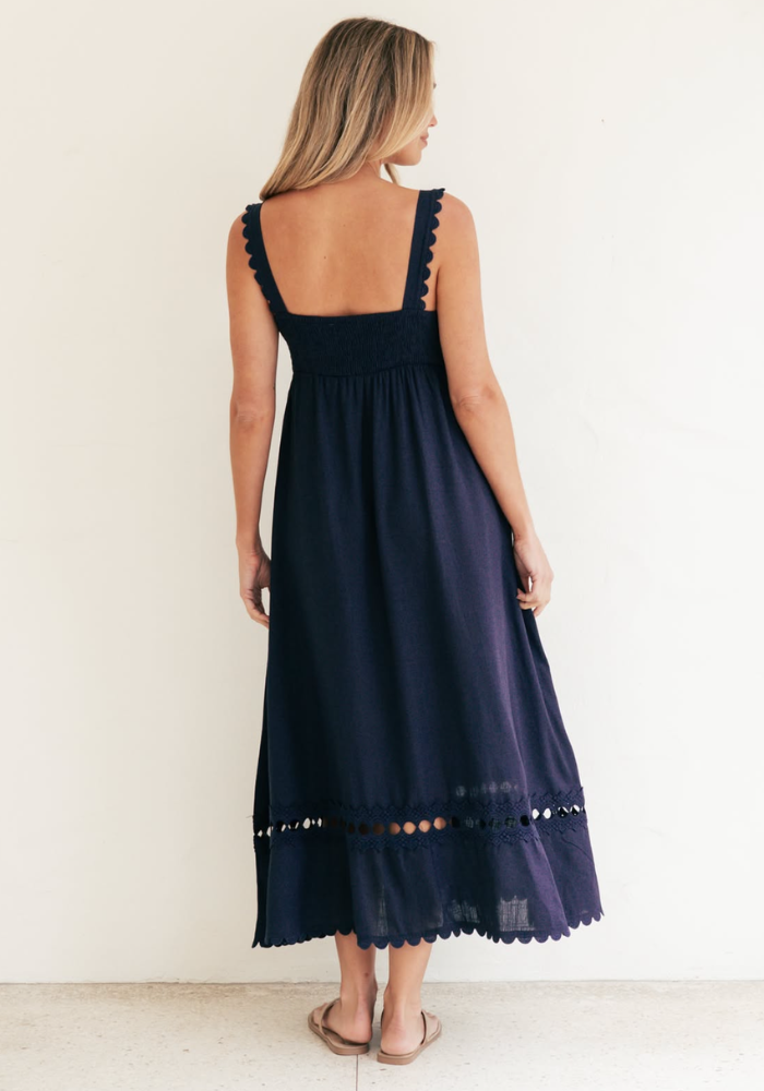 ALLEGRA MIDI DRESS - NAVY