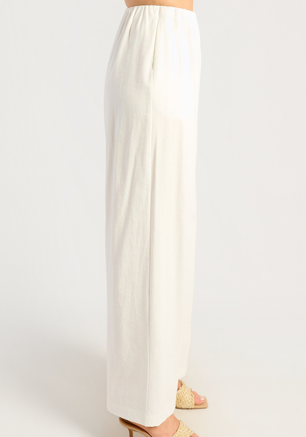 ALBA RUCHED WAIST DETAILED PANTS - WHITE