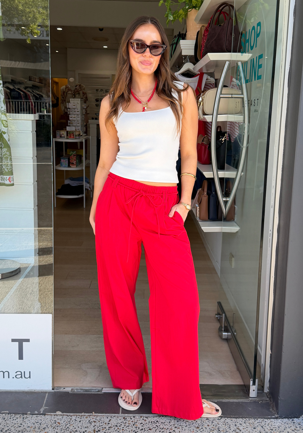 PIP RELAXED PANTS - RED