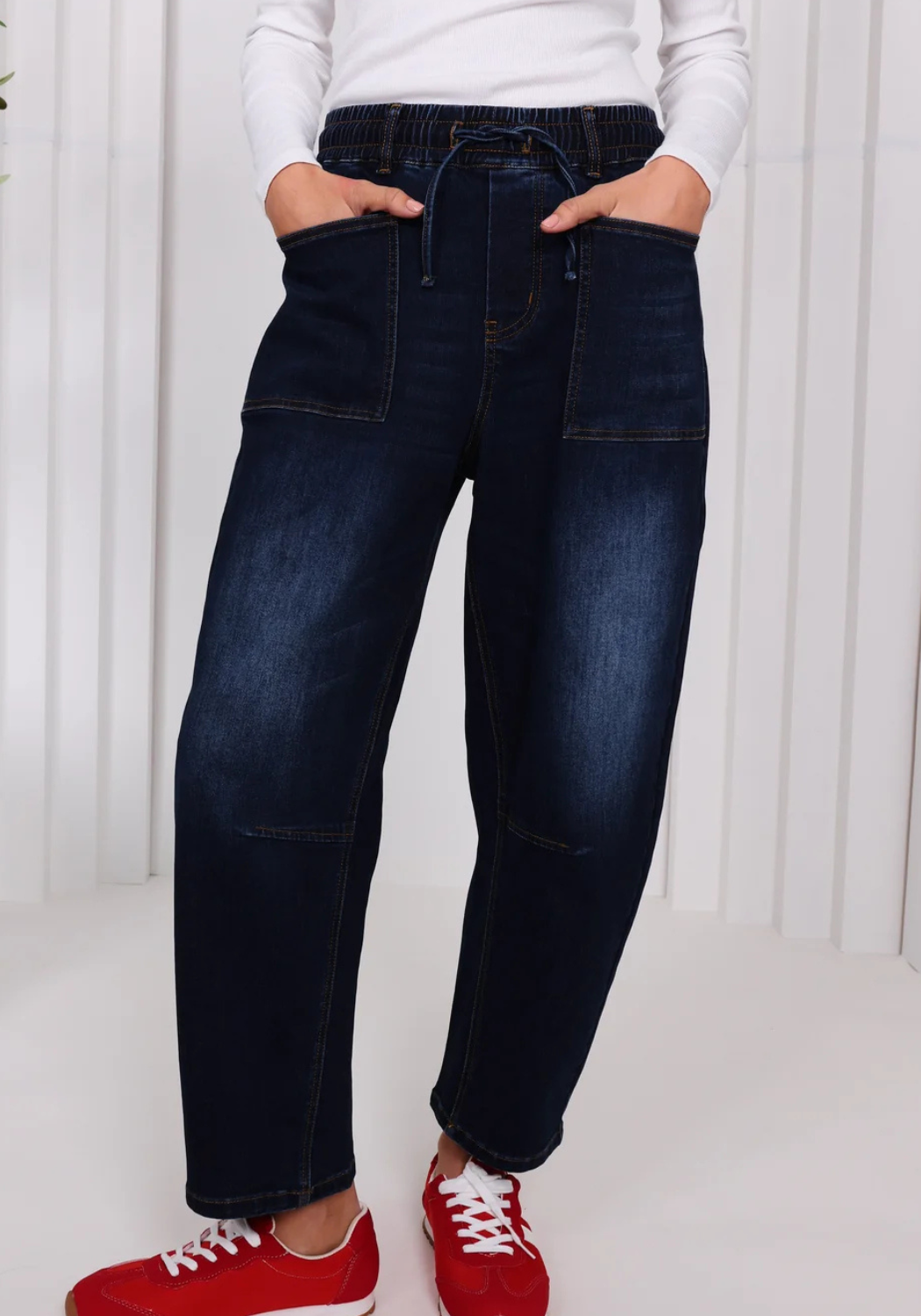 LEO DENIM BARREL JEANS - DARK BLUE