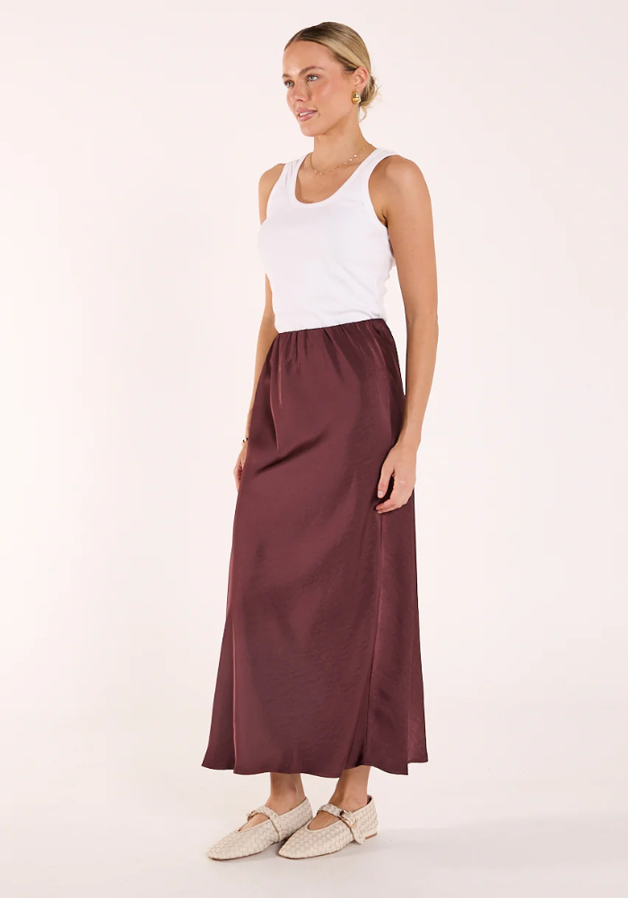 FEATHER + NOISE LENNON SKIRT - MERLOT