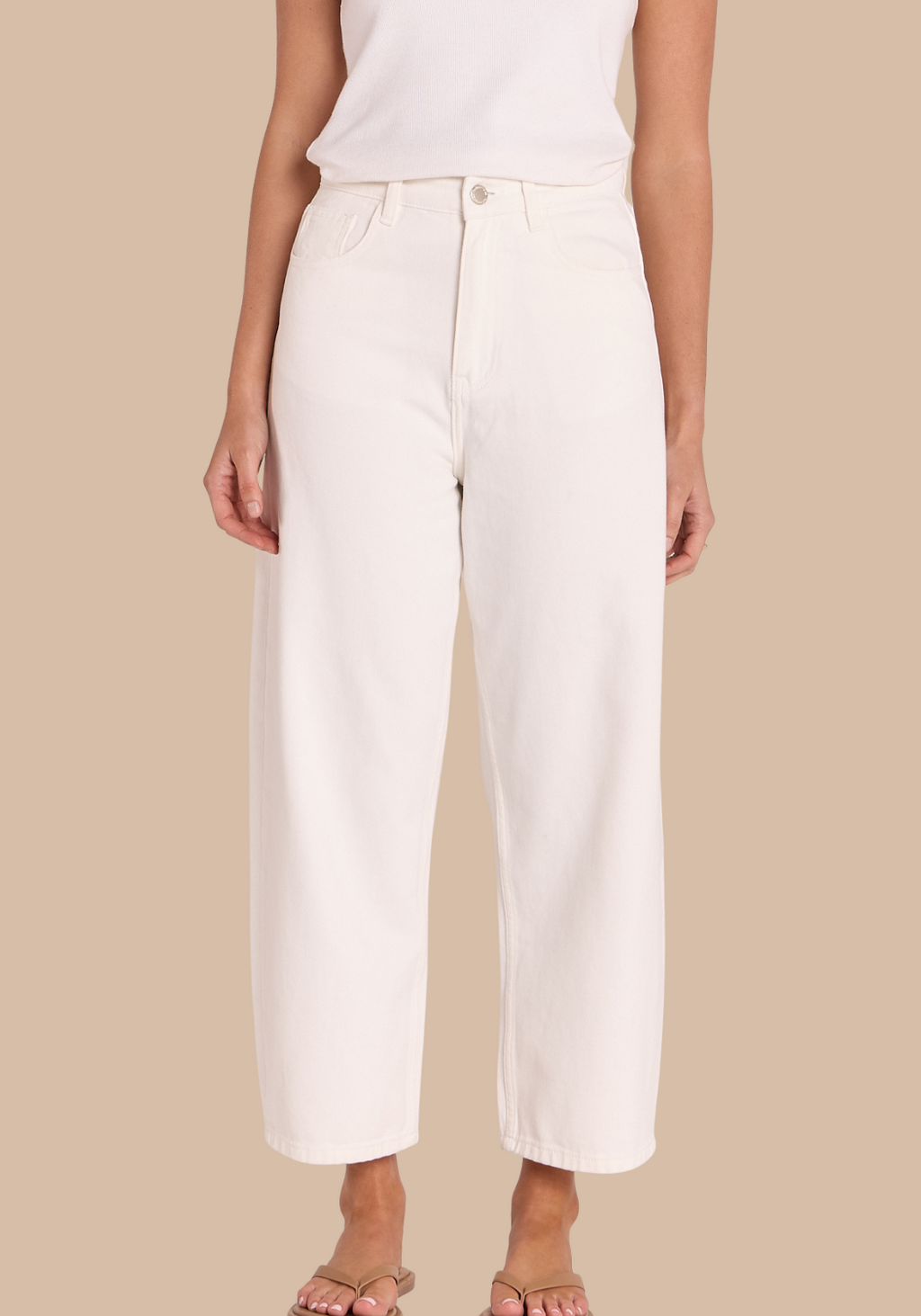 FEATHER + NOISE LOLA CROPPED BARREL JEAN - WHITE