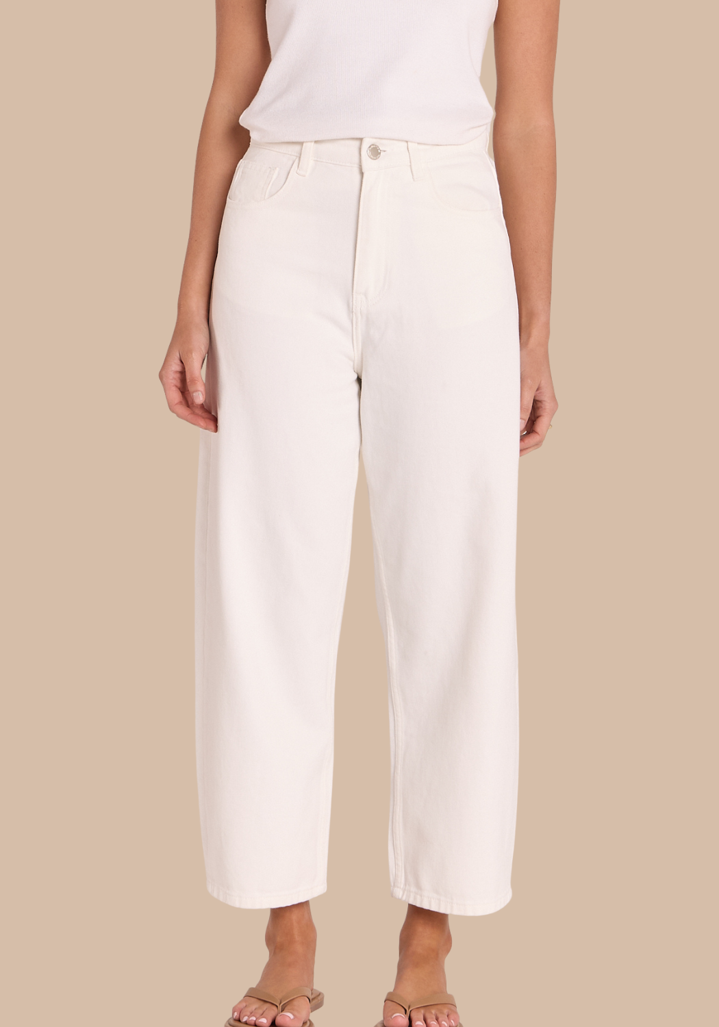 FEATHER + NOISE LOLA CROPPED BARREL JEAN - WHITE