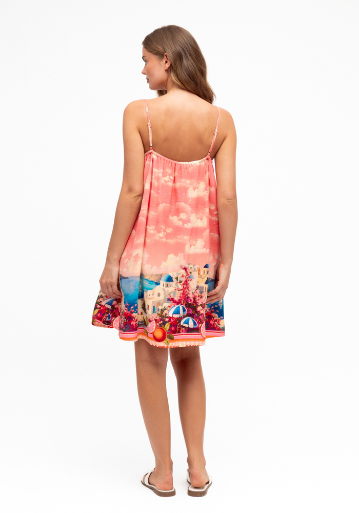 Load image into Gallery viewer, MAEVE MINI DRESS - SANTORINI PRINT