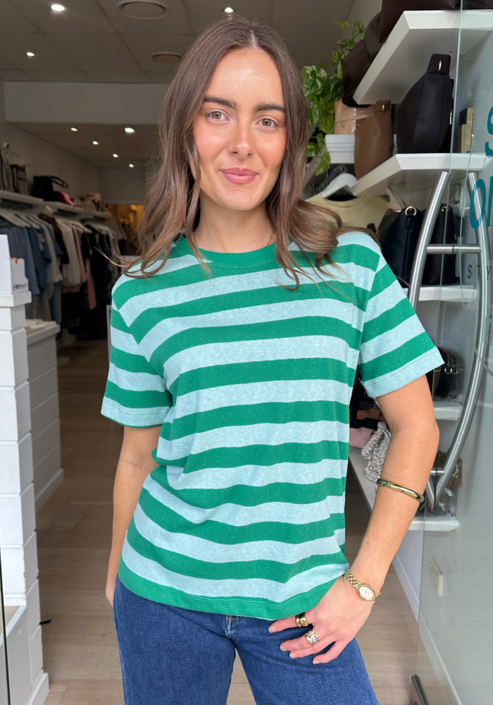 NINA TEE - GREEN STRIPE