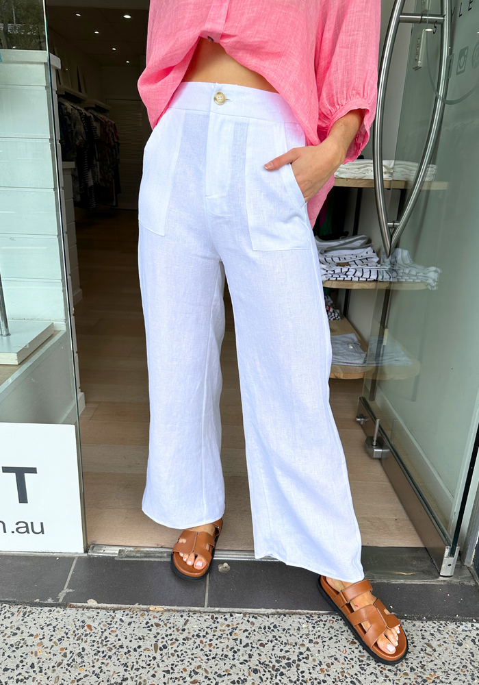 Load image into Gallery viewer, JADE LINEN PANTS - WHITE