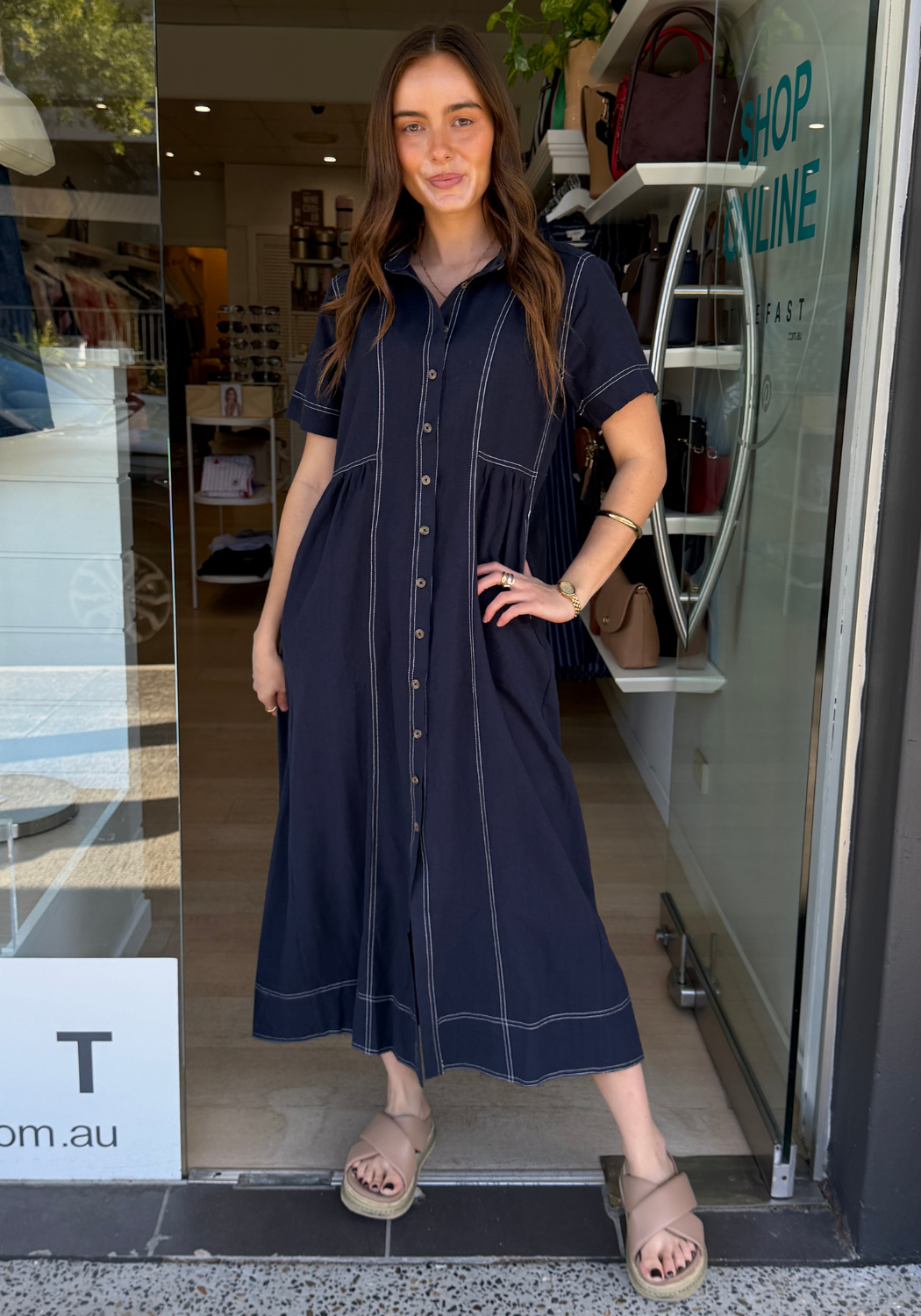 SALLY MIDI DRESS - NAVY