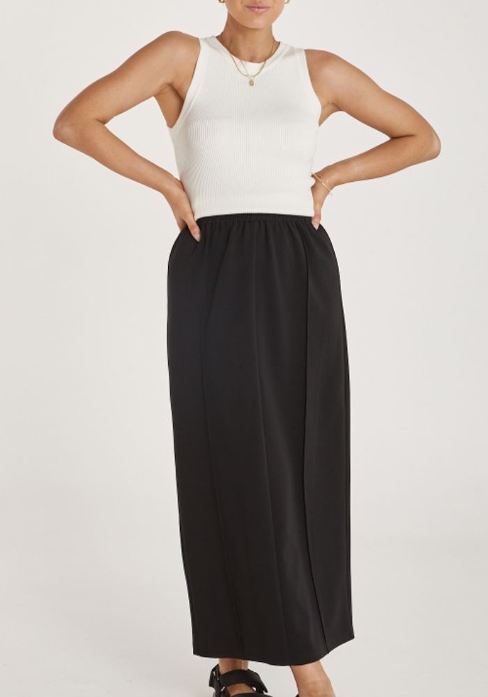 Load image into Gallery viewer, FEATHER + NOISE NOAH MAXI SKIRT - BLACK