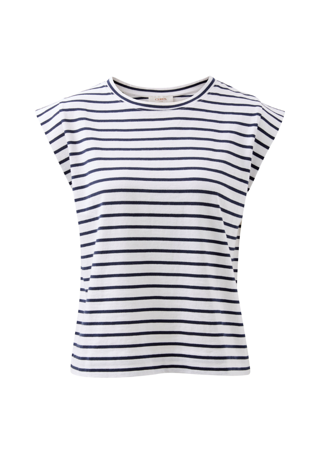 CERES LIFE EXTENDED SHOULDER TEE - WHITE/FRENCH NAVY