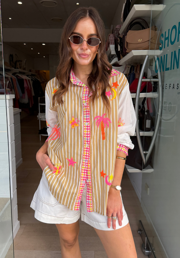 MILANI COTTON SHIRT - BEIGE/ORANGE