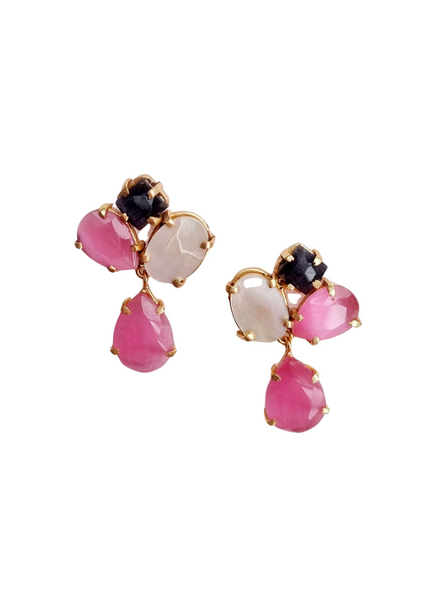 MARGARITTE GEM EARRINGS - PINK