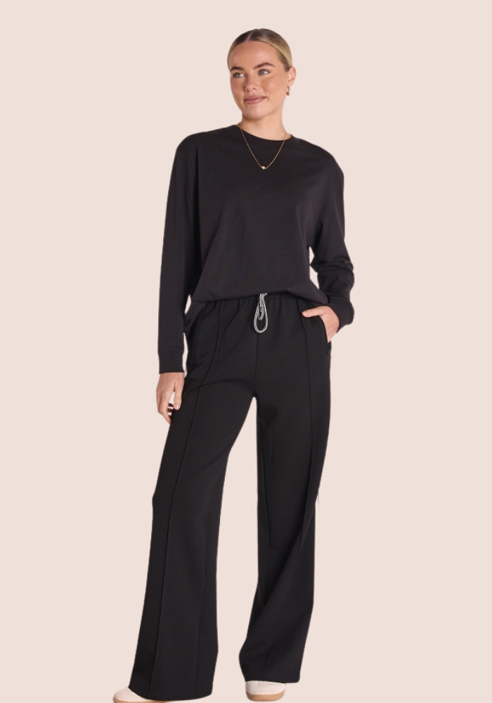 NOAH FULL LENGTH WIDE LEG PANT - LUXE BLACK