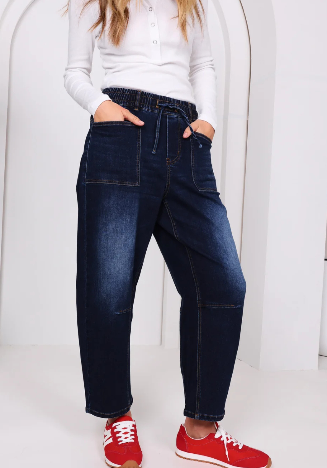 LEO DENIM BARREL JEANS - DARK BLUE