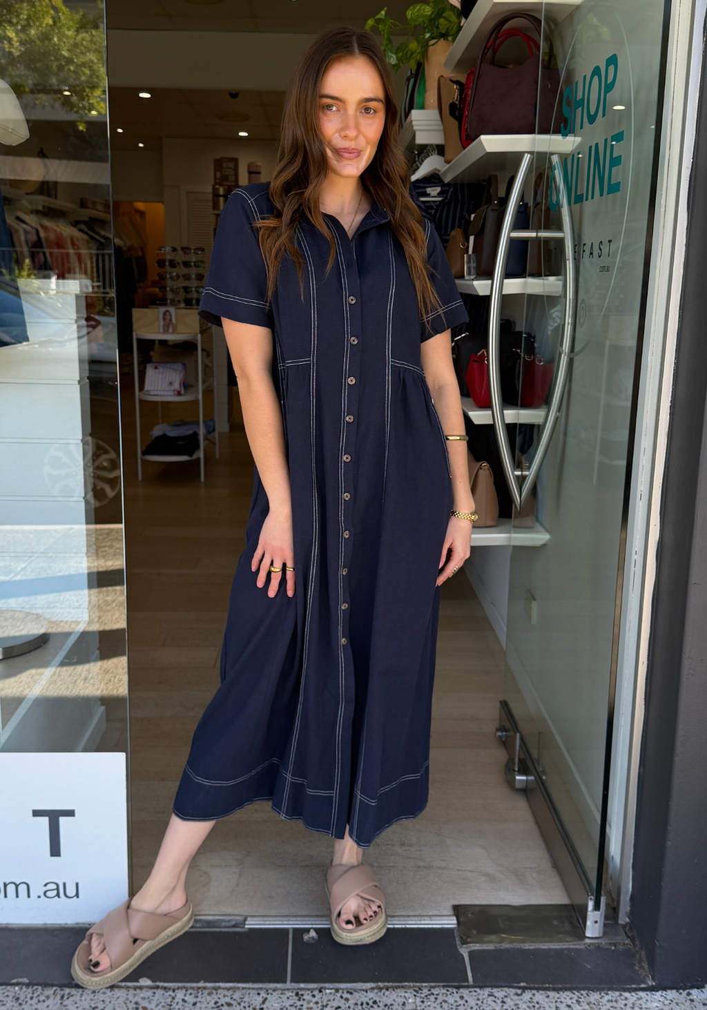 SALLY MIDI DRESS - NAVY