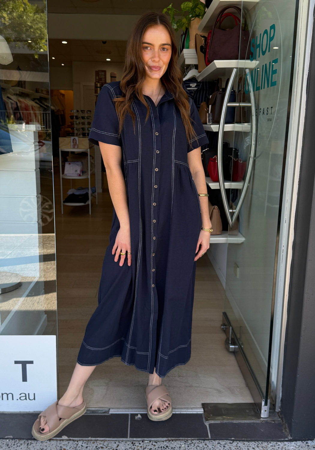 SALLY MIDI DRESS - NAVY