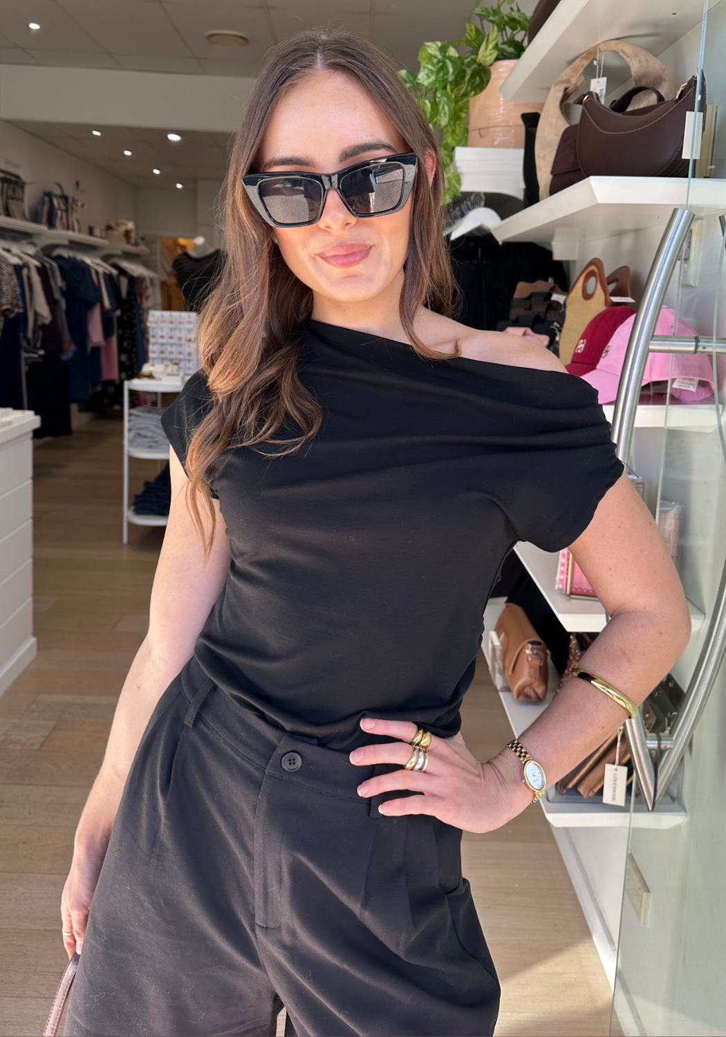 WILLA  OFF THE SHOULDER TANK - BLACK