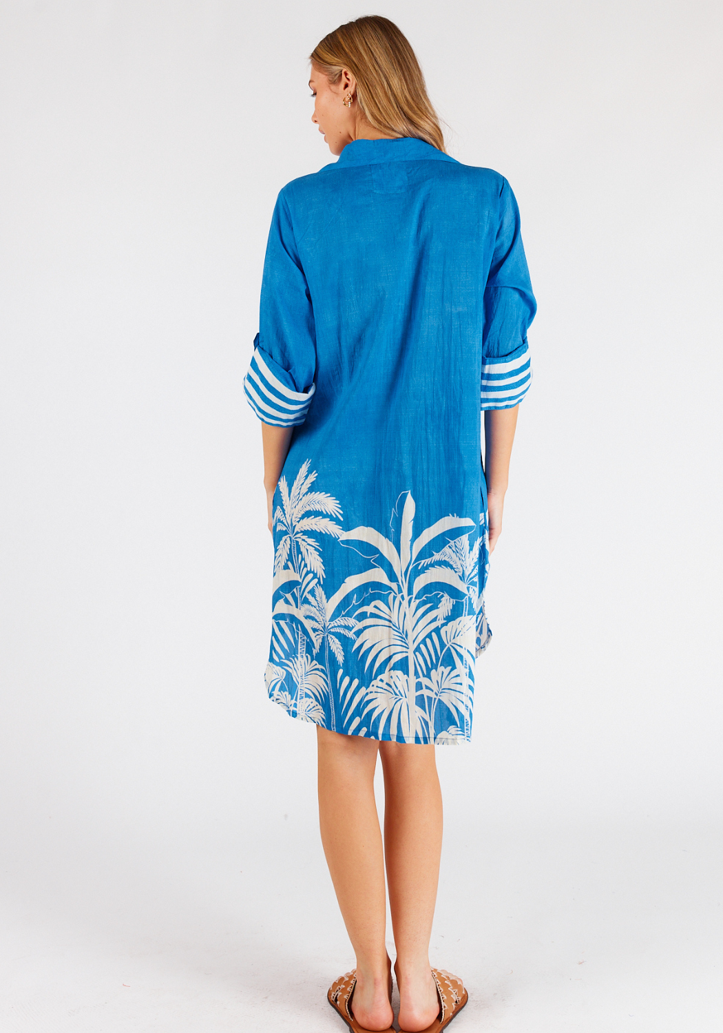 LULALIFE RILEY SHIRTMAKER DRESS - COBALT