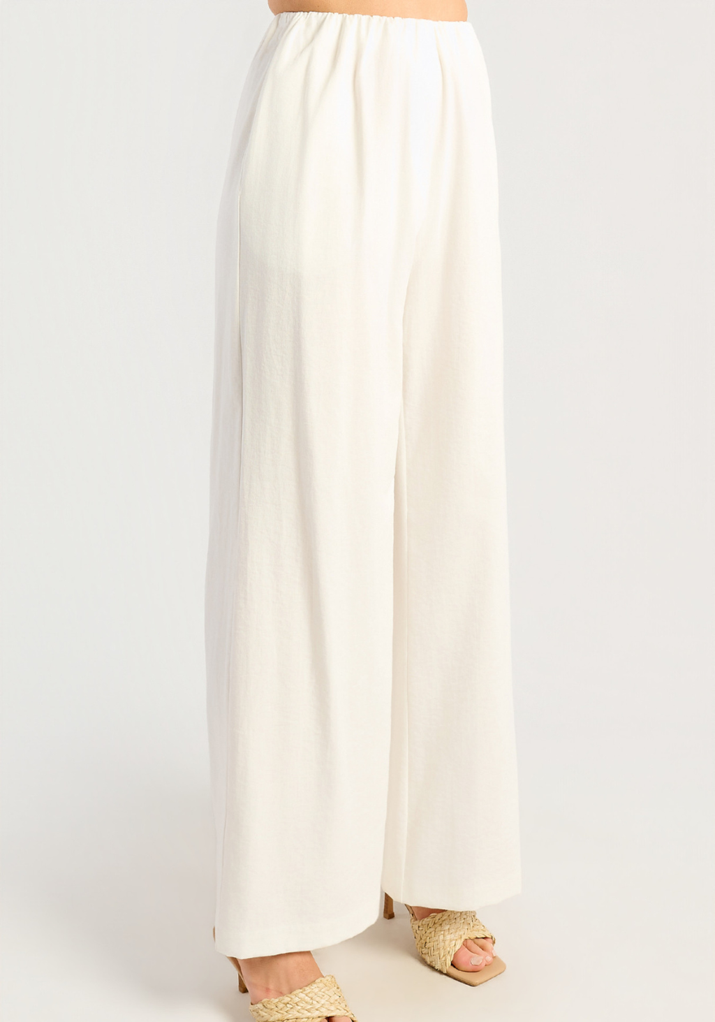 ALBA RUCHED WAIST DETAILED PANTS - WHITE