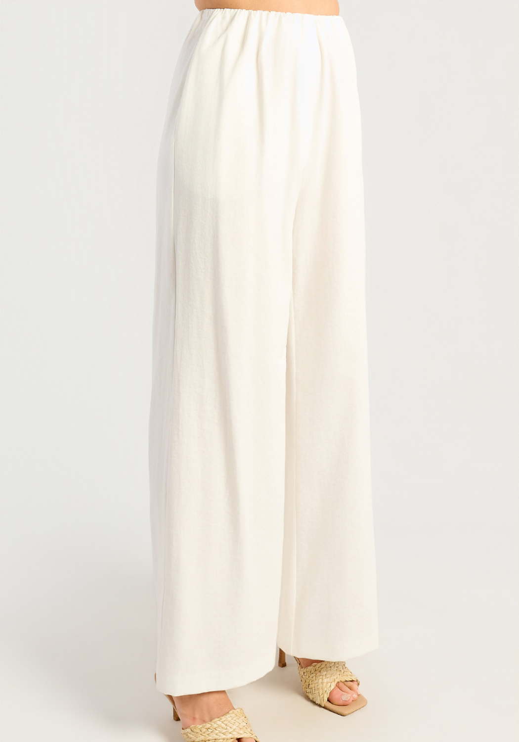 ALBA RUCHED WAIST DETAILED PANTS - WHITE