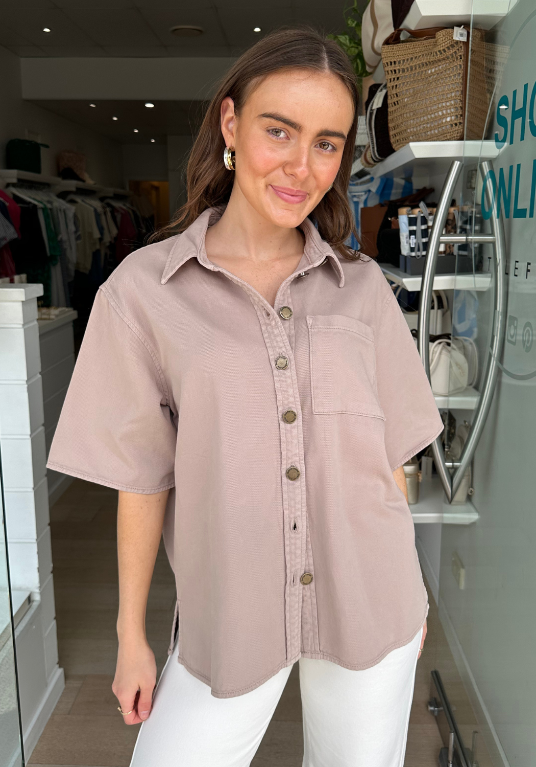 FEATHER + NOISE ARLO SHIRT - MOCHA