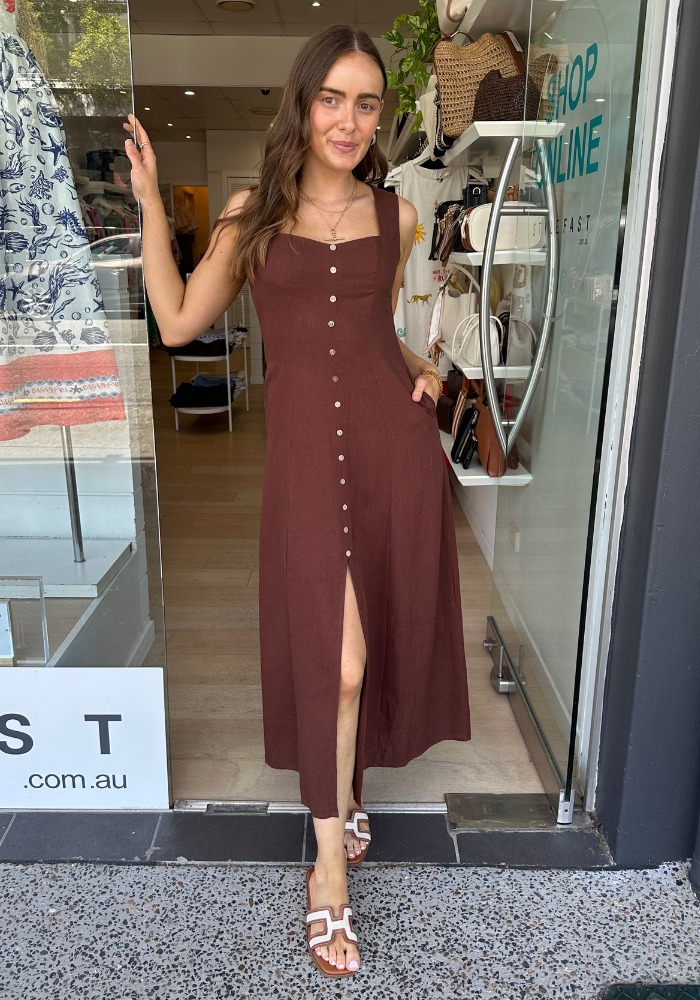 YANA MIDI DRESS - CHOCOLATE