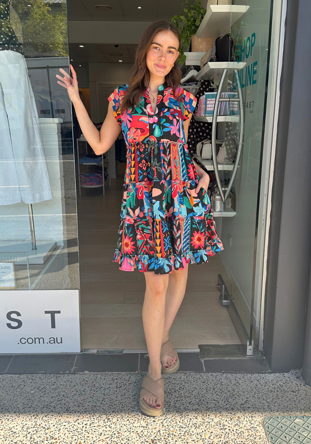 LULALIFE CHABELA TIERED DRESS - MULTI PRINT