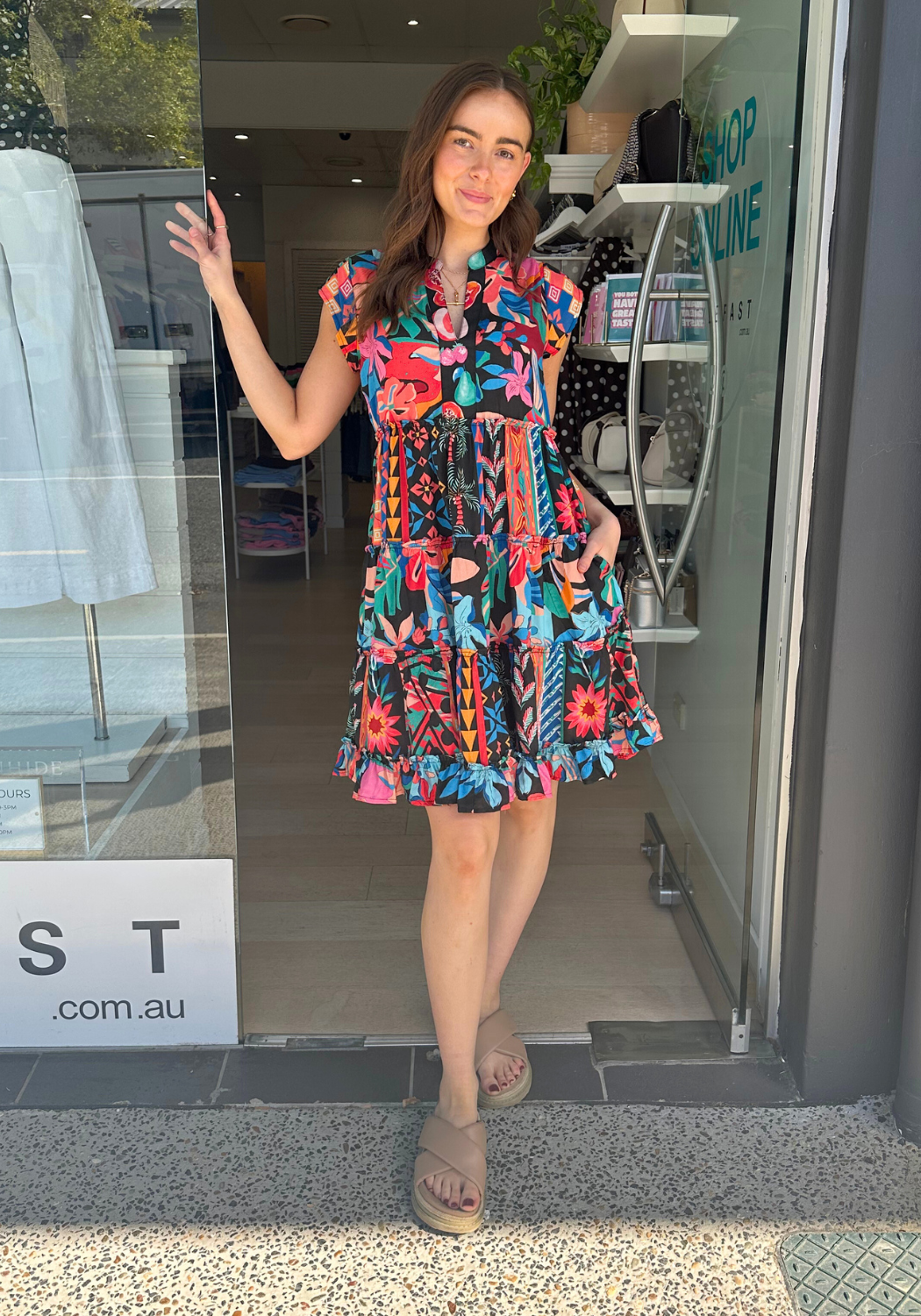 LULALIFE CHABELA TIERED DRESS - MULTI PRINT