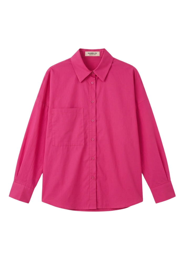 LUCY BUTTON THROUGH COTTON SHIRT - RASPBERRY