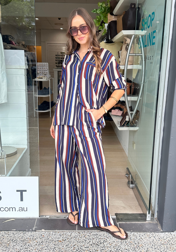 ELYSE BUTTON UP SHIRT - STRIPE