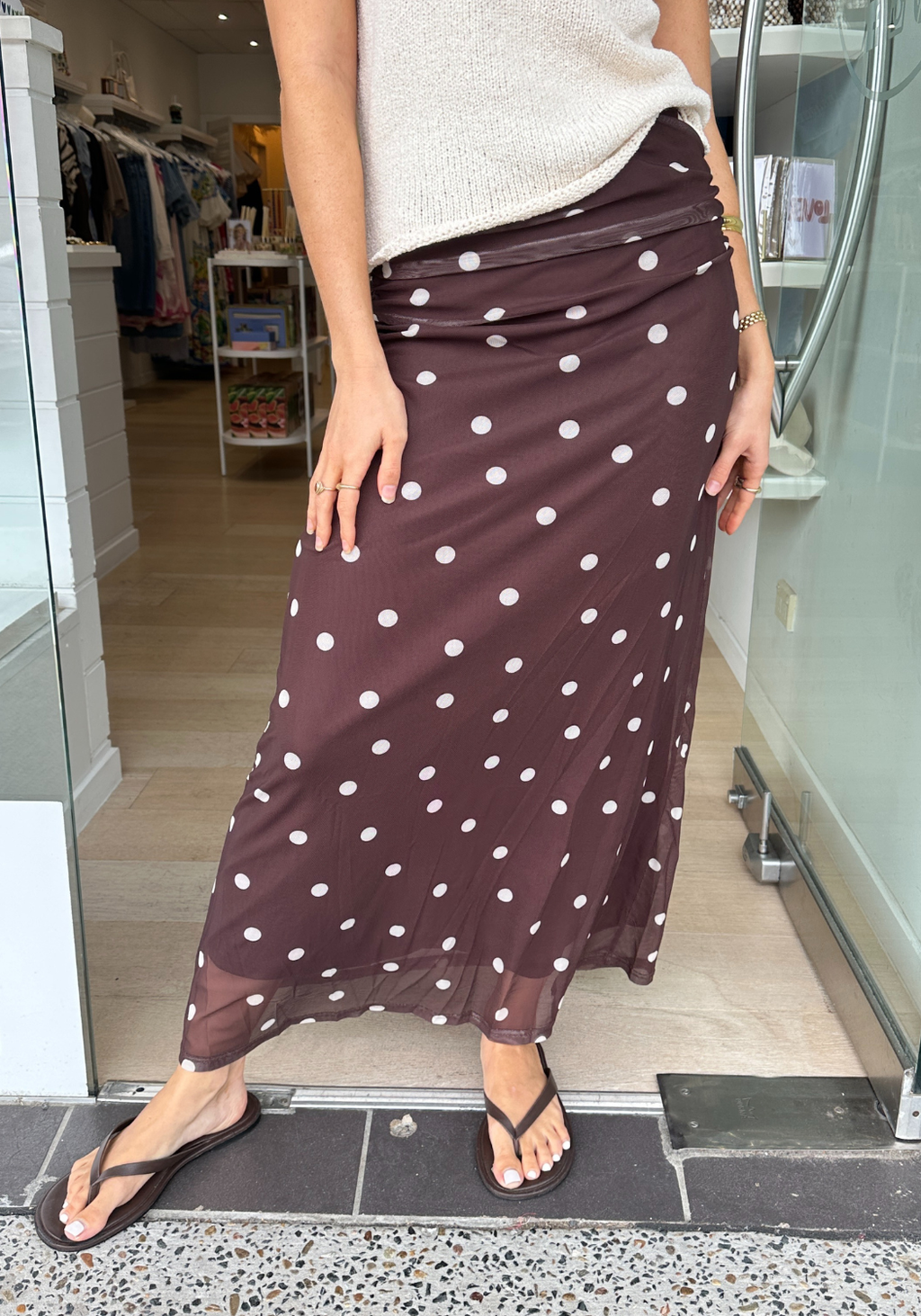 ZEPHYR MESH MAXI SKIRT - CHOCOLATE SPOT