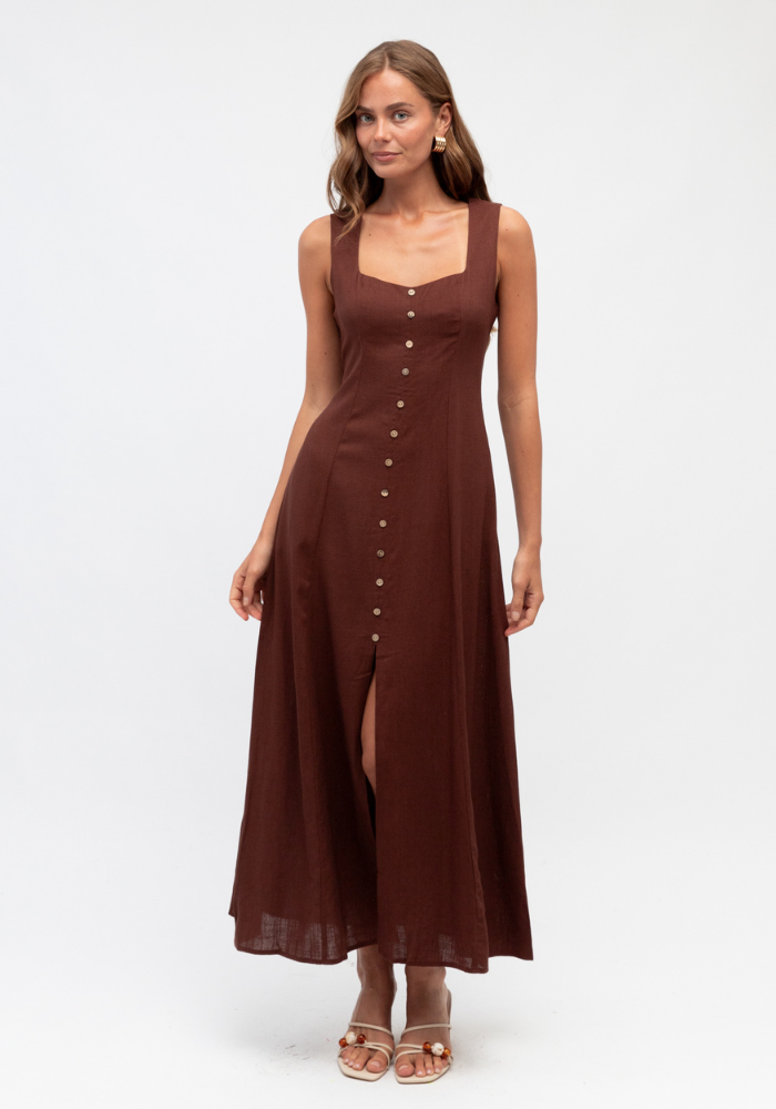 YANA MIDI DRESS - CHOCOLATE