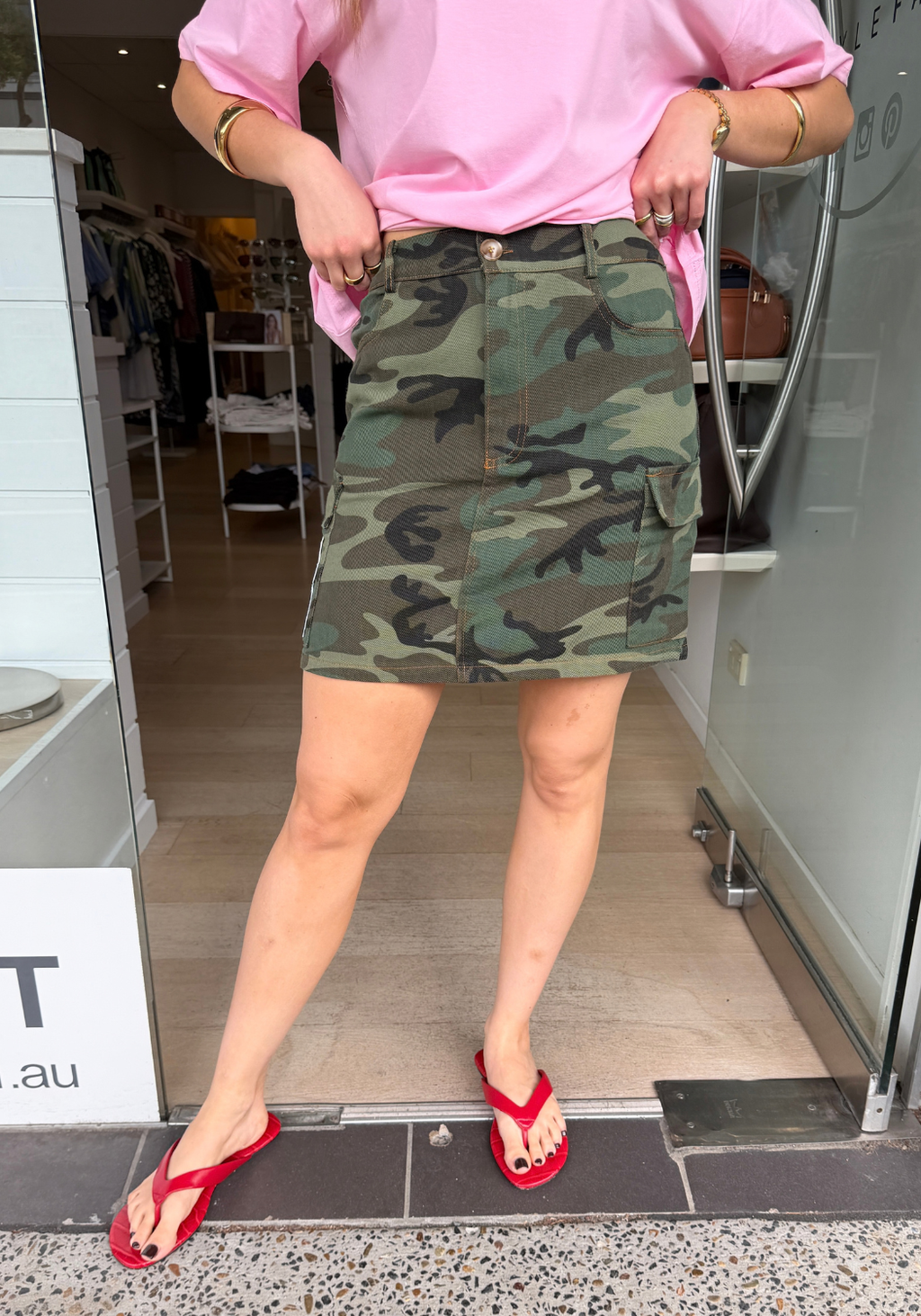 BY FRANKIE PATCHWORK MINI SKIRT - CAMO