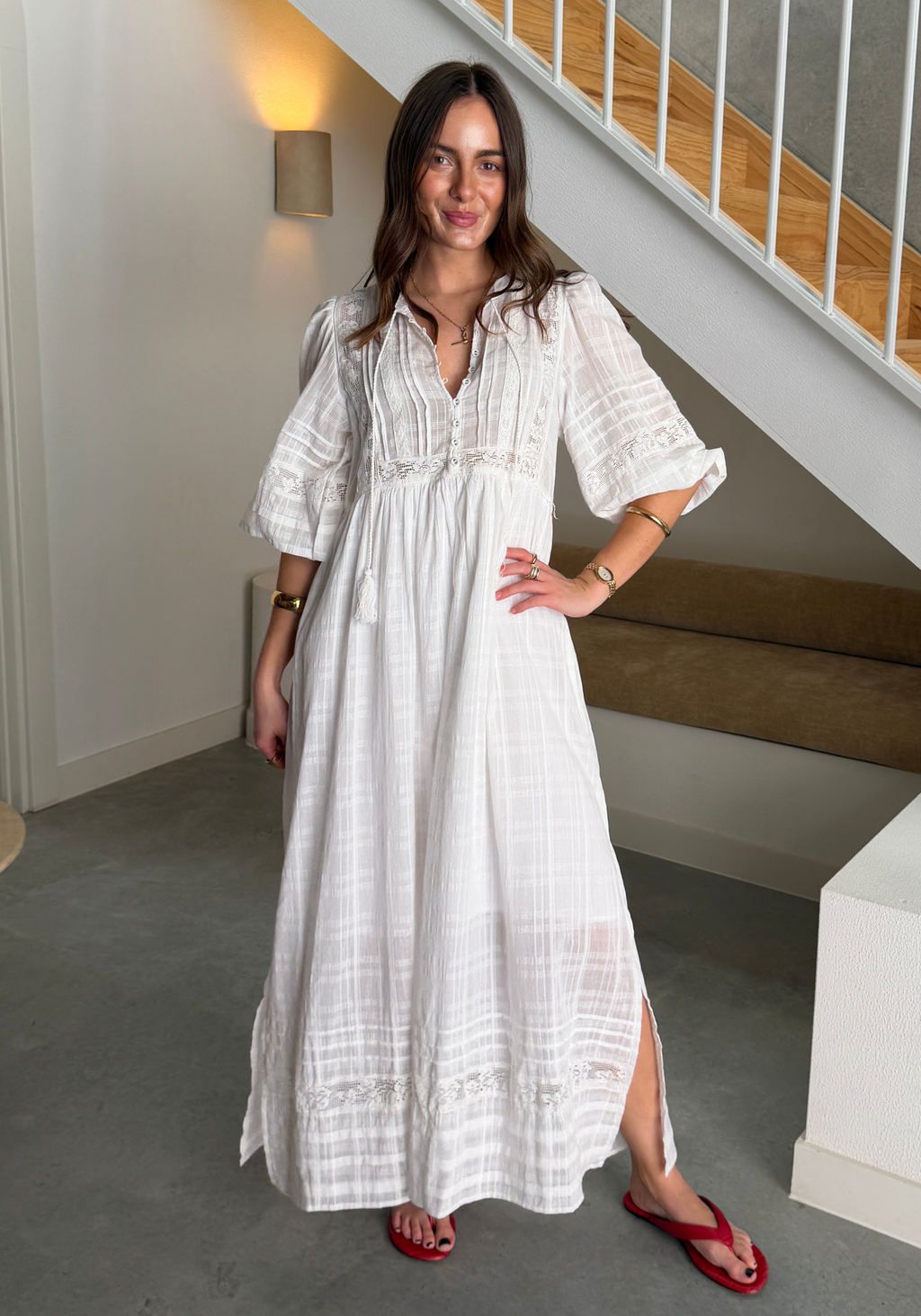 ANNALEISE COTTON DRESS - WHITE