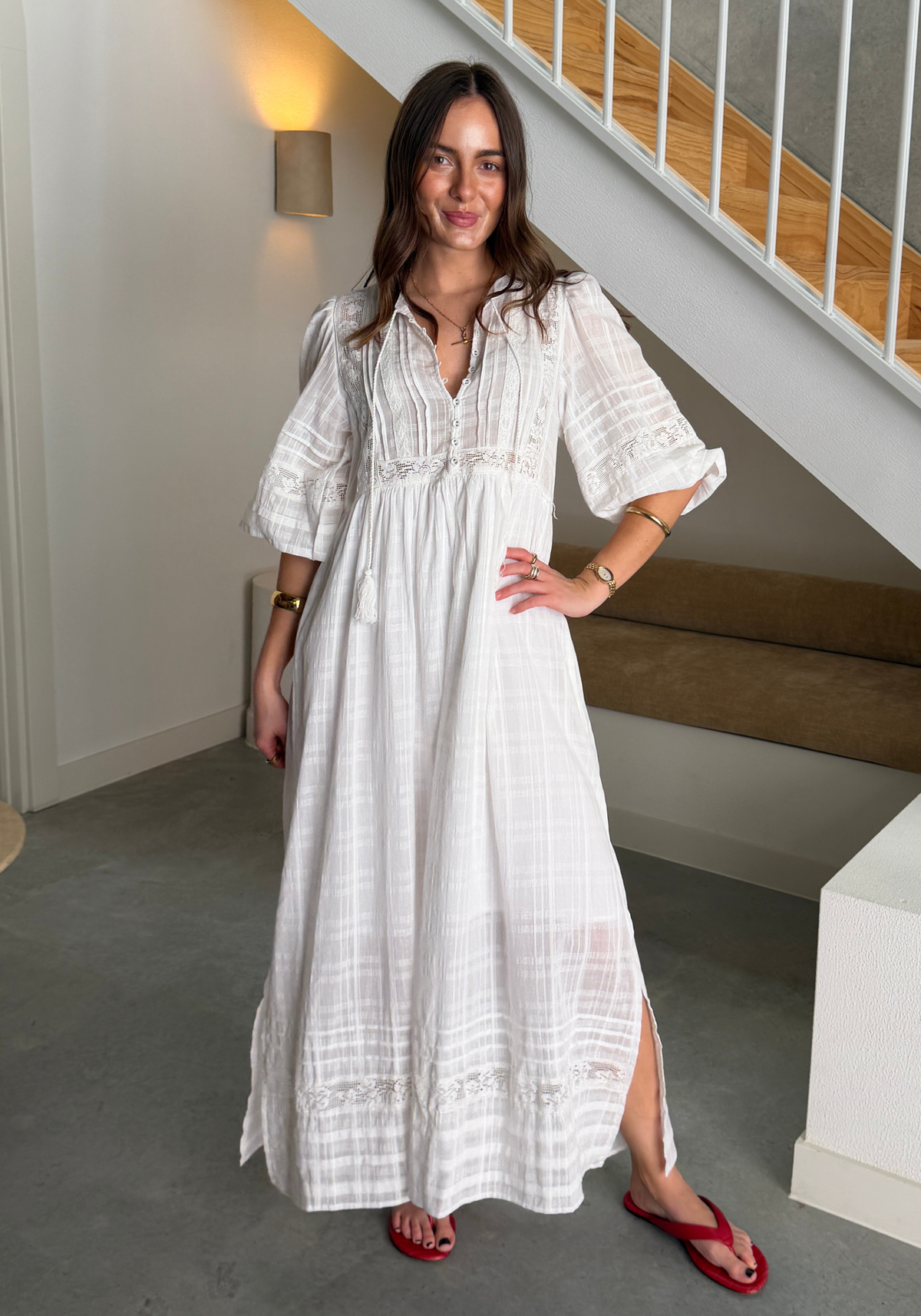 ANNALEISE COTTON DRESS - WHITE