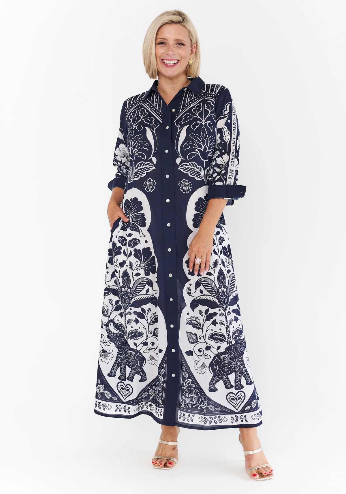 LOTUS MIDI DRESS - BLUE