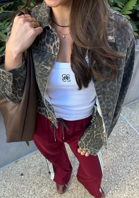 DREW DENIM JACKET - LEOPARD