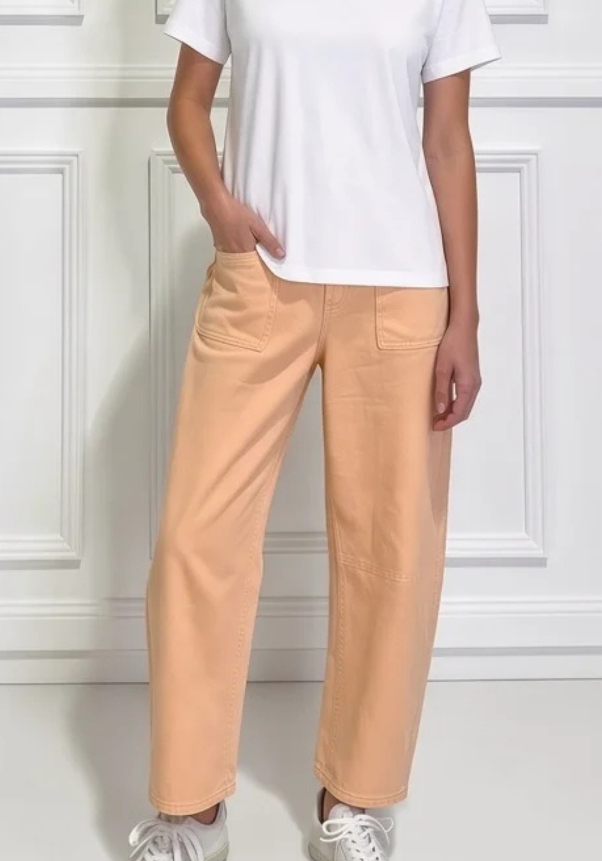 LEO DENIM BARREL JEANS - PEACH