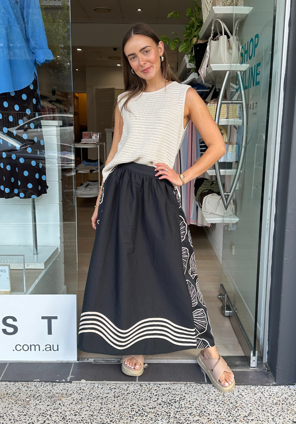 CLOVER MAXI SKIRT - BLACK PRINT