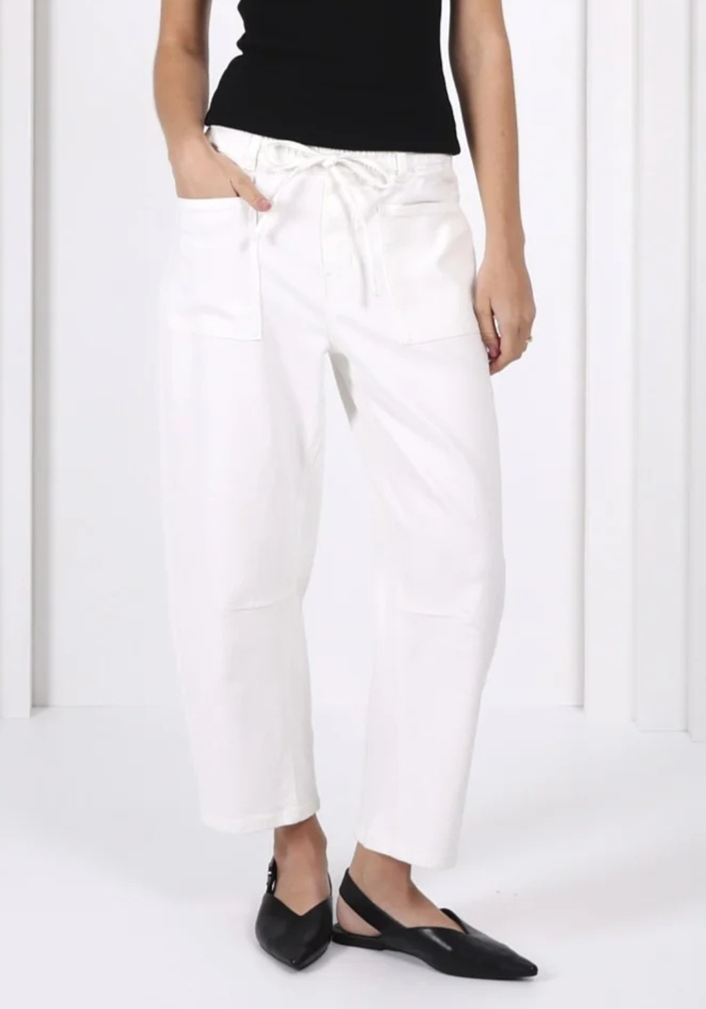 LEO DENIM BARREL JEANS - WHITE
