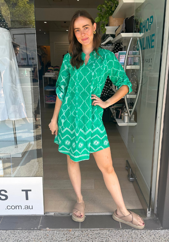 LULALIFE KUMO TUCK DRESS - SEA