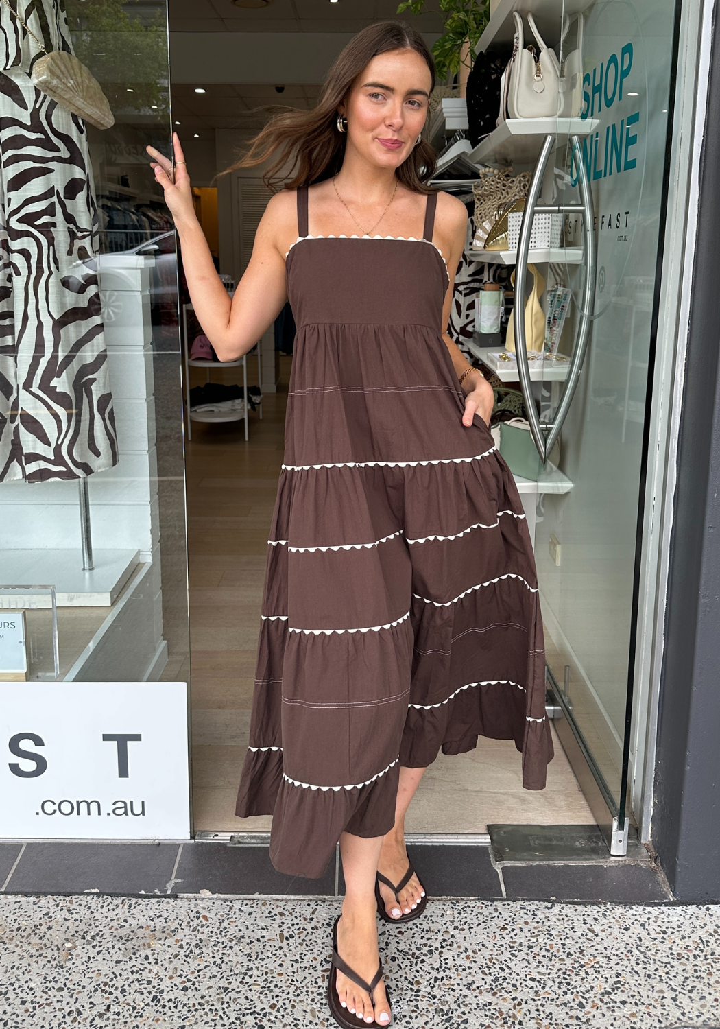 JACQ MIDI DRESS - MOCHA