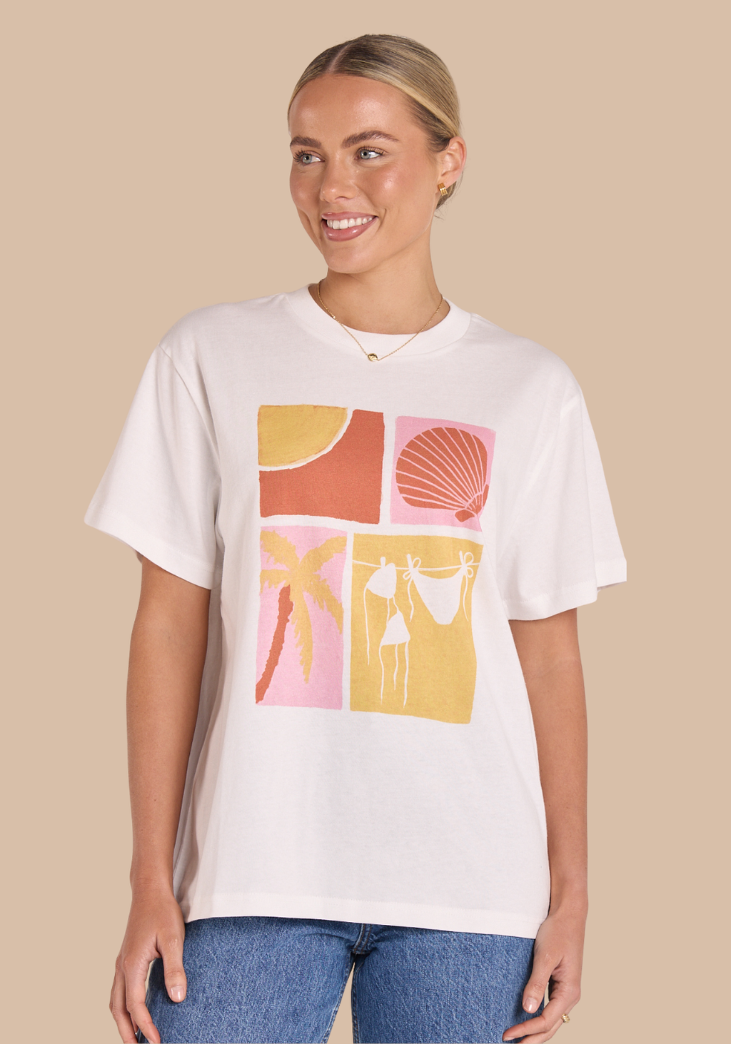 FEATHER + NOISE SOLEIL GRAPHIC TEE - WHITE