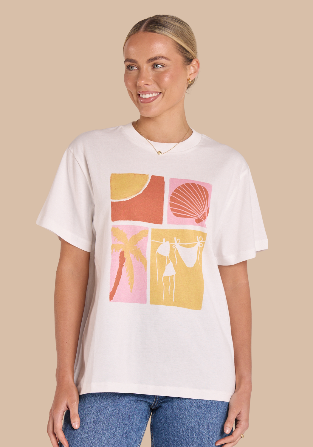 FEATHER + NOISE SOLEIL GRAPHIC TEE - WHITE